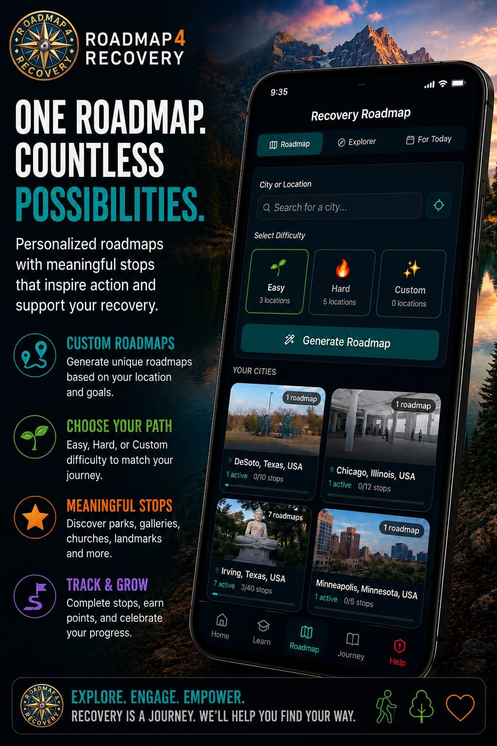 One Roadmap. Countless Possibilities - personalized recovery roadmaps with meaningful stops